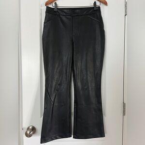 Spanx leather-like cropped kick flare pants size Large